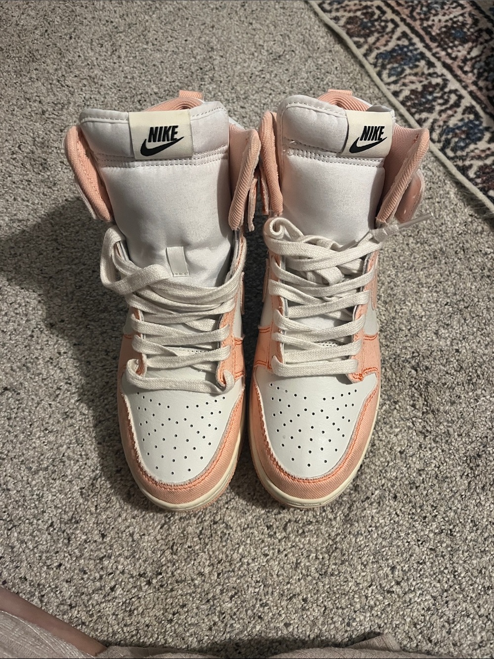 Nike Women’s High-Top Sneakers in White and Coral